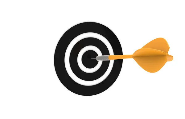 Orange dart hitting center of Black target — Stock Photo, Image