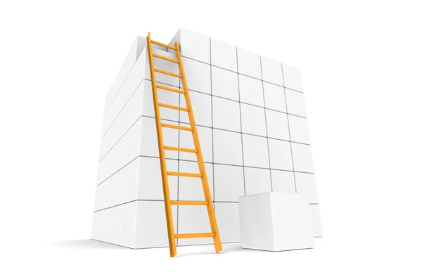 Large Cube with ladder and the Last piece — Stock Photo, Image