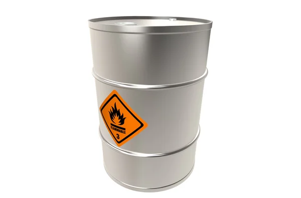 Drum with warning sign. Part of a Warehouse series. — Stock Photo, Image