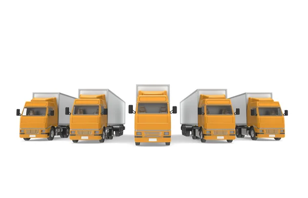 Vrachtwagens oranje. deel van magazijn en logistiek serie. — Stockfoto
