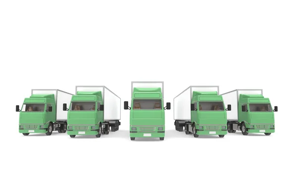 Camiones verdes. Parte de la serie Almacén y Logística . — Foto de Stock