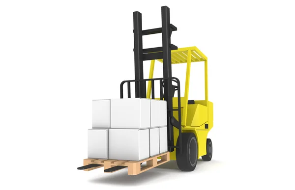 Forklift with Pallet, Front view. Part of a Blue and yellow Warehouse serie — Stock Photo, Image