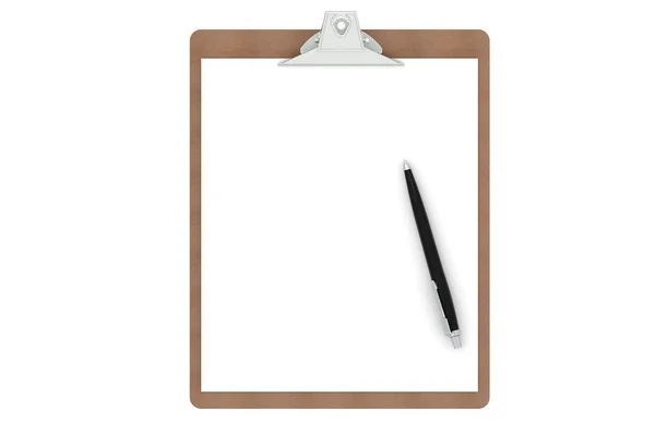 Klembord met een blanco papier en pen — Stockfoto