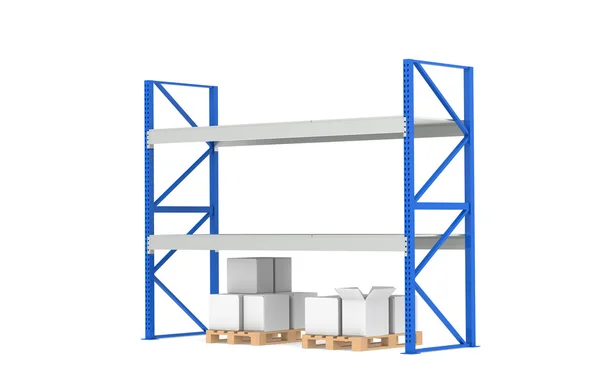 Warehouse Shelves. Low Stock Level. Part of a Blue Warehouse and logistics — Stock Photo, Image