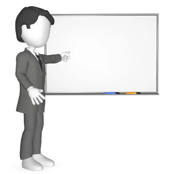 3D-mens infront van een whiteboard — Stockfoto