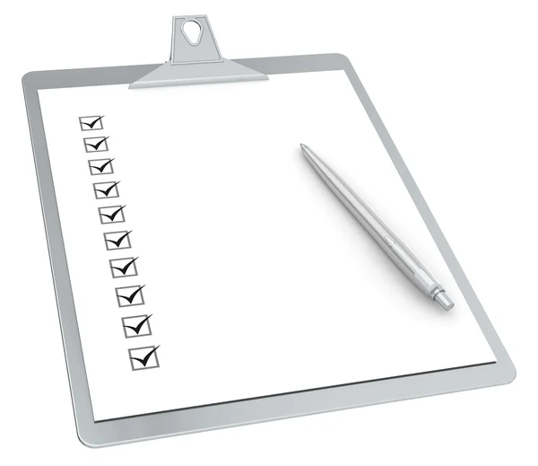 Área de transferência com Checklist X 10 e Pen — Fotografia de Stock
