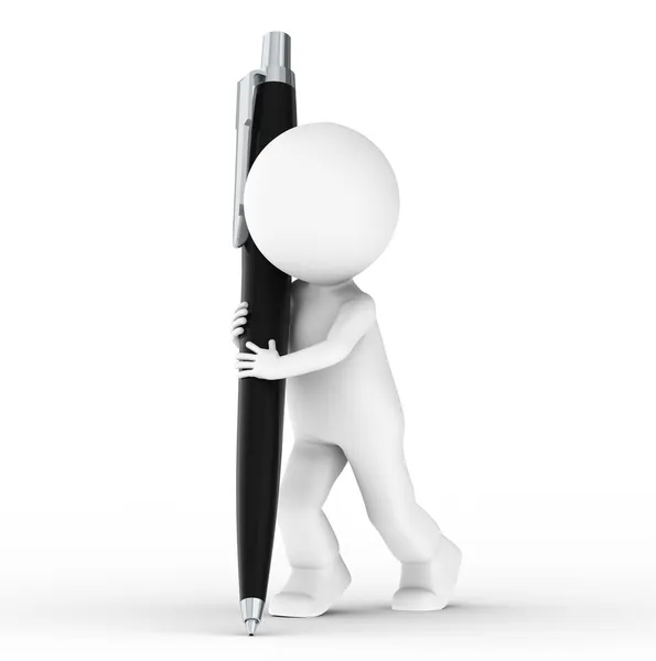 3D Human with Pen — Stock Photo, Image