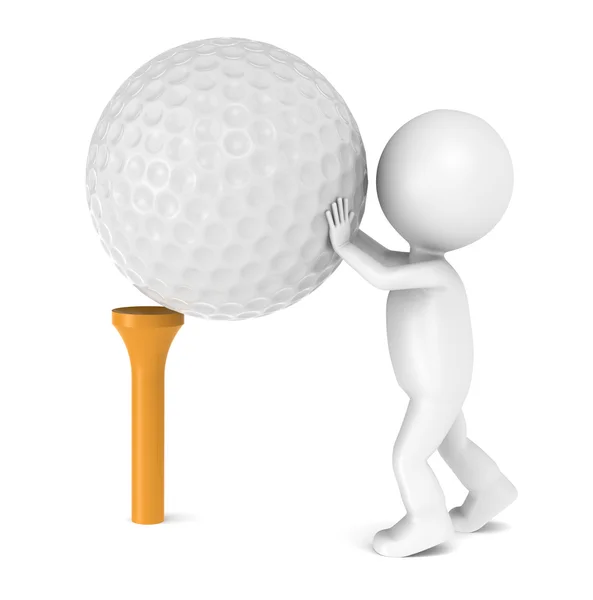3D malý lidský charakter a golfový míček a tričko — Stock fotografie