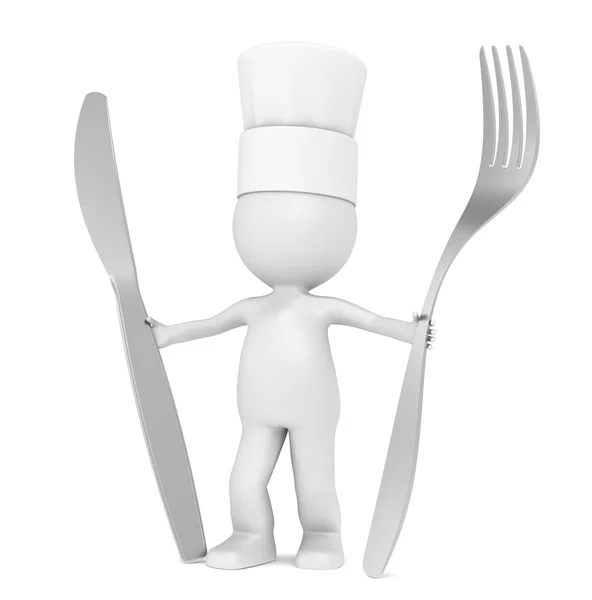 3D malý lidský charakter šéfkuchař — Stock fotografie