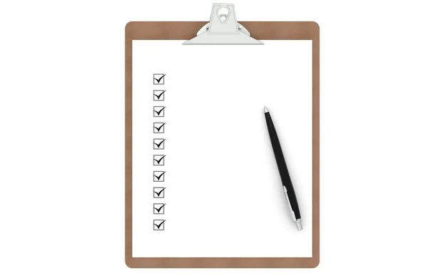 Klembord met checklist en pen — Stockfoto