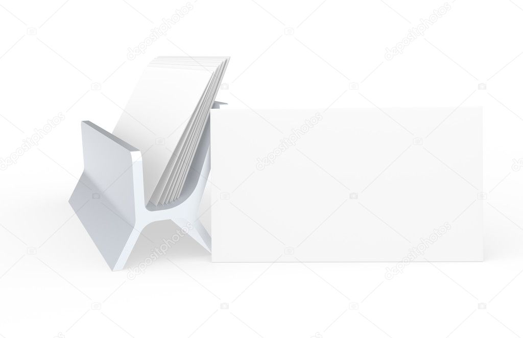 Blank Business Card, leaning on Card Holder.