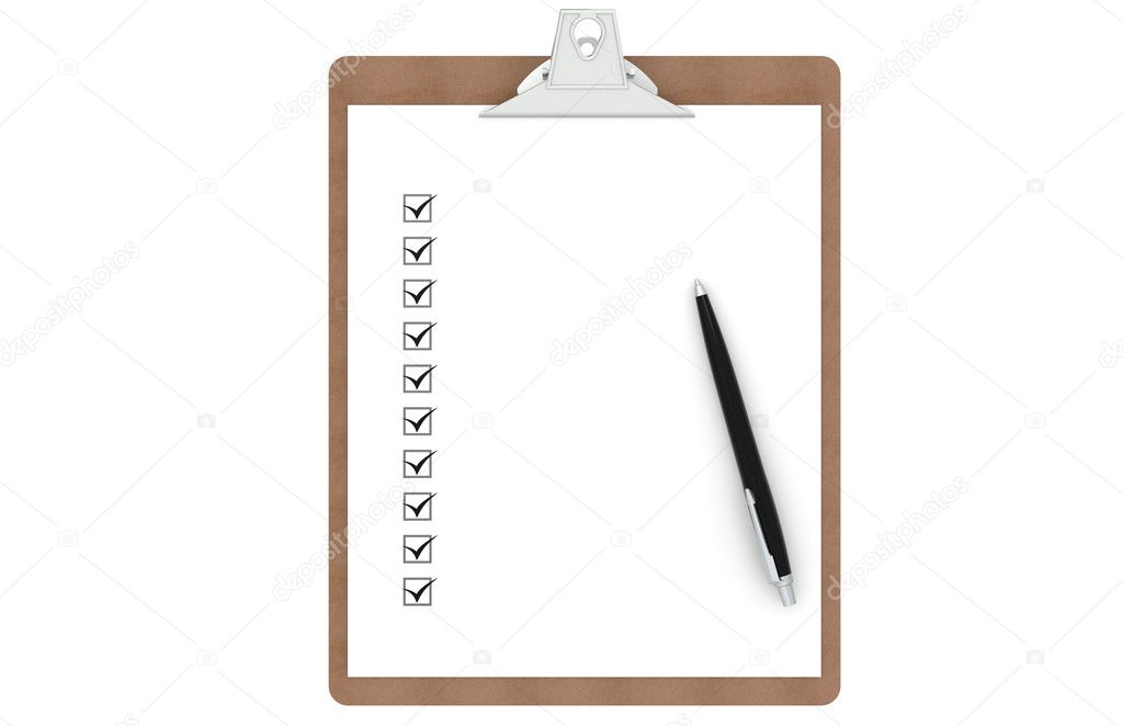 Clipboard with Checklist and Pen