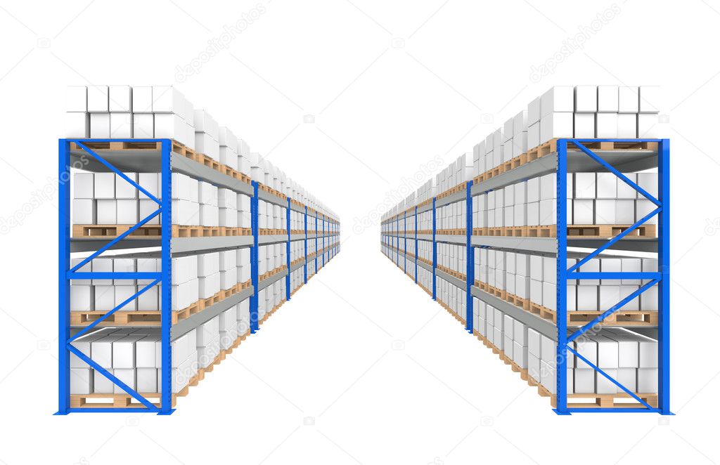 Warehouse Shelves 2 rows. Part of a Blue Warehouse and logistics series.