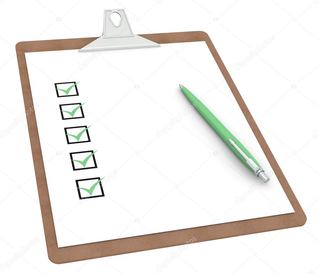 Clipboard with Checklist X 5 and Pen