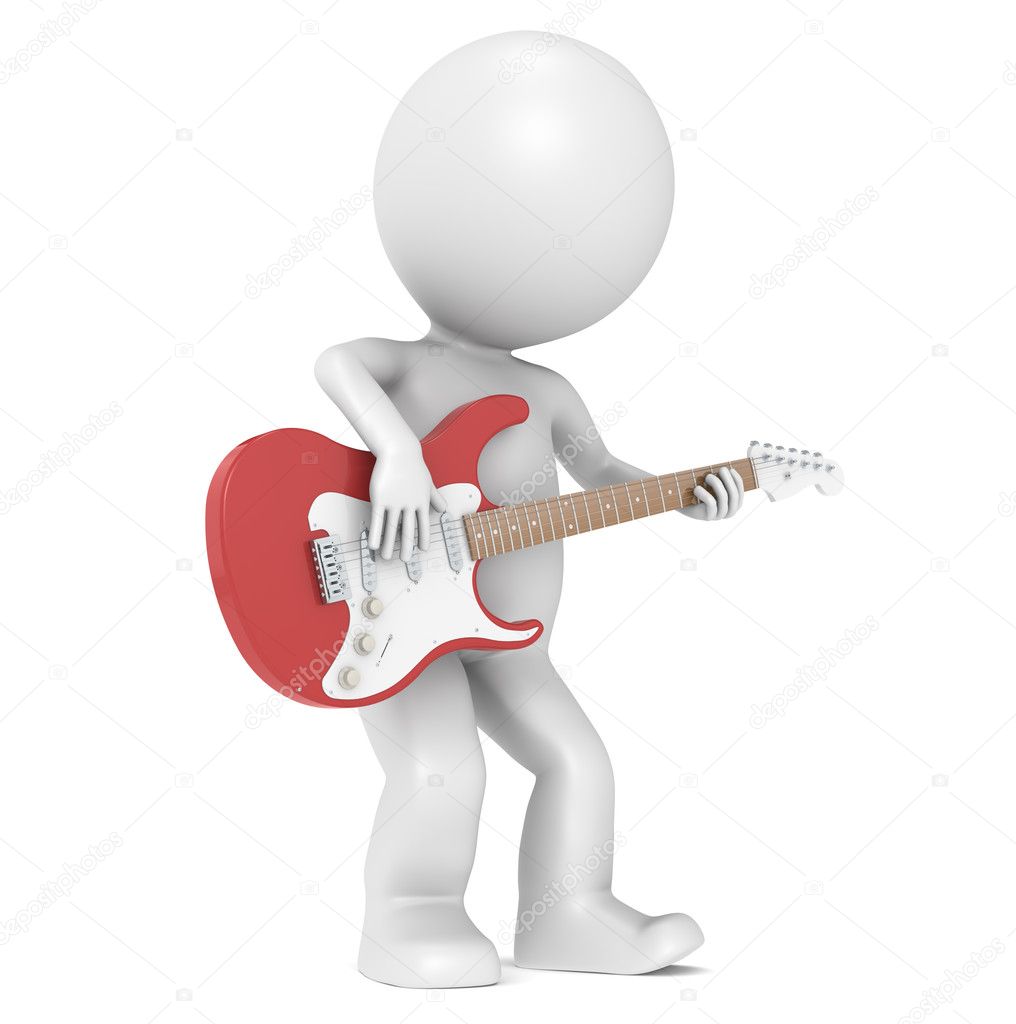 3D Little Human Character and his Red Strat