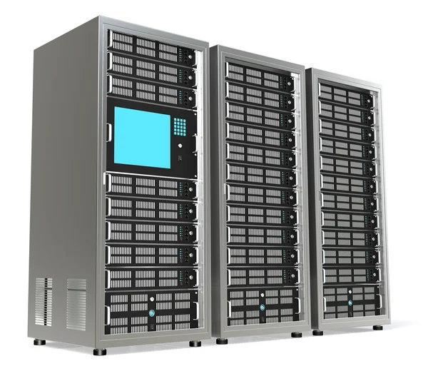 Server rack x 3 — Stockfoto
