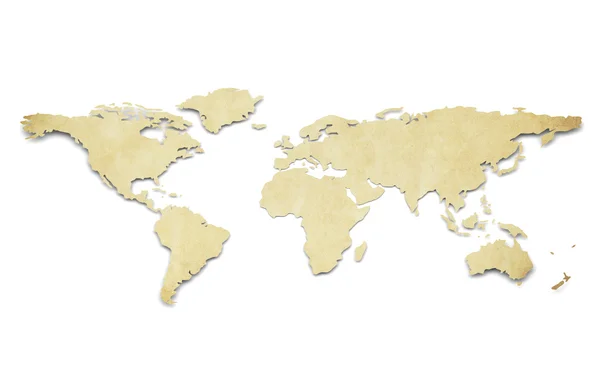 Världskarta. papper form, grunge. — Stockfoto