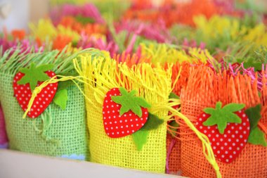 Small color baskets with sugar candys clipart