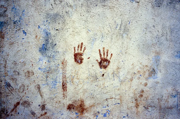 Zeichen der Hände an einer Wand — Stockfoto