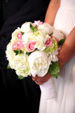 Bride holding a bouquet clipart