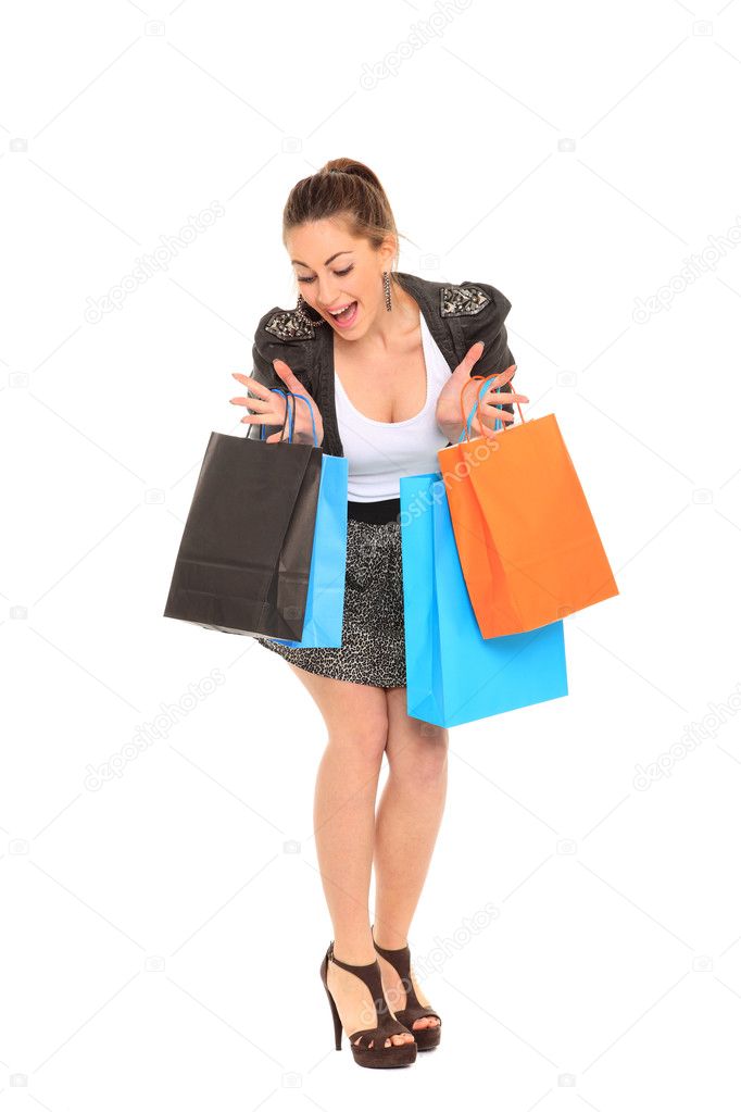 Happy young girl shopping