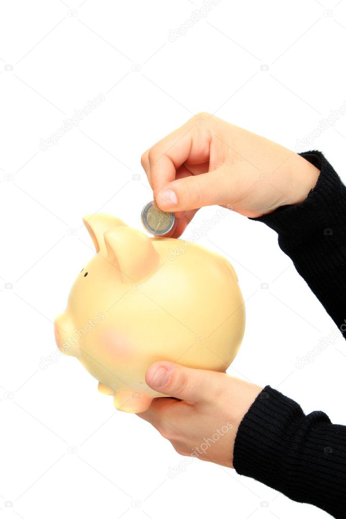 Saving euro on a piggy-bank