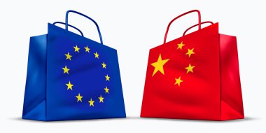 China and the European Union trade symbol clipart