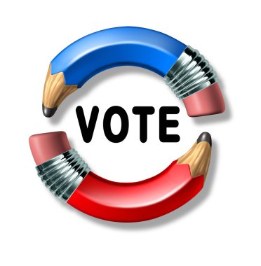 Vote symbol with curved pencils clipart