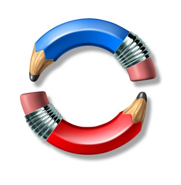 Blue and red pencil symbol clipart