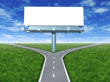 Cross roads with billboard clipart