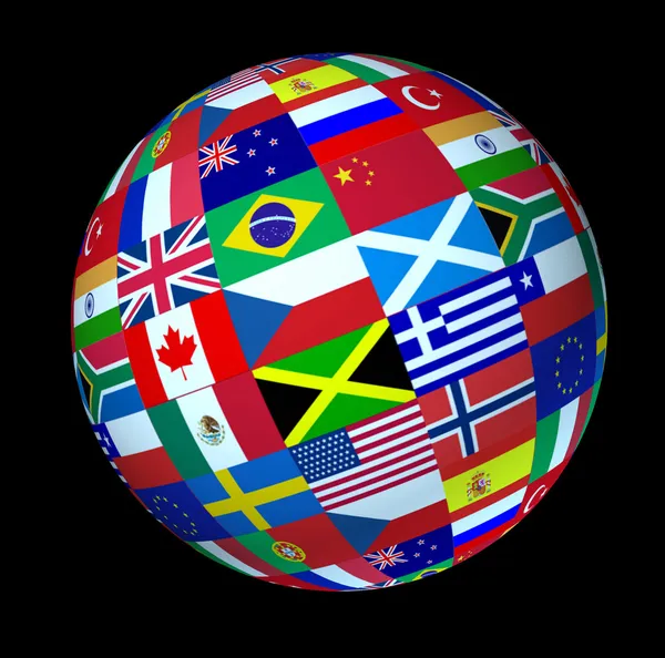 Esfera mundial de bandeiras — Fotografia de Stock