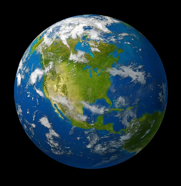 Earth planet featuring North america on black — Stock Photo, Image