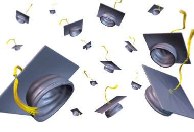 Graduation hats thrown in the air clipart
