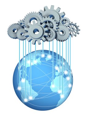 Global cloud computing network clipart