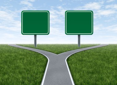 Two options with blank road signs clipart