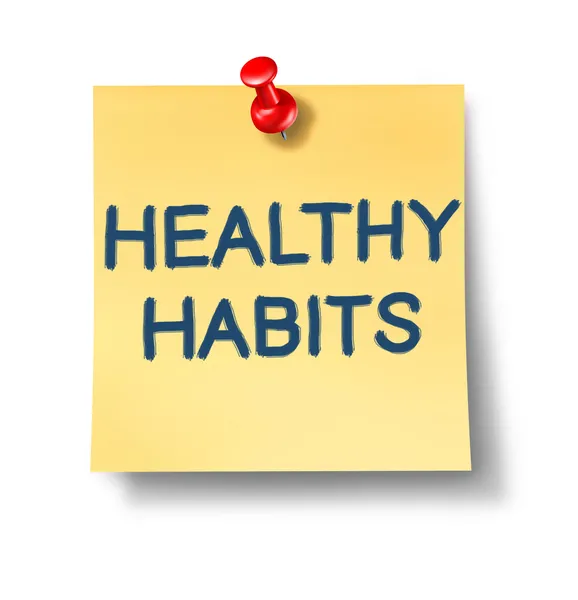 Hábitos saudáveis notas de escritório — Fotografia de Stock