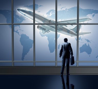 Business traveling international at the lounge clipart