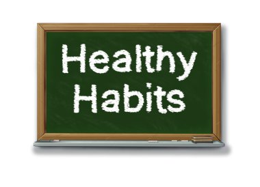 Healthy habits on a school black board clipart