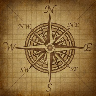 Compass rose with grunge texture