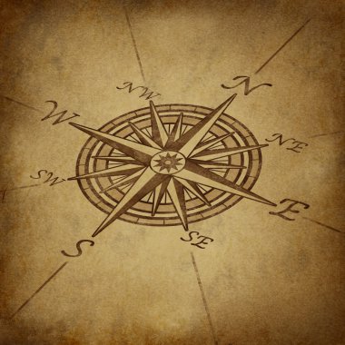 Compass rose in perspective with grunge texture clipart