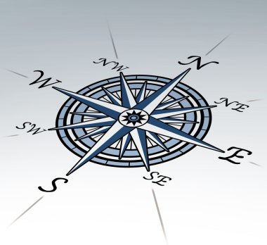 Compass rose in perspective on white background clipart