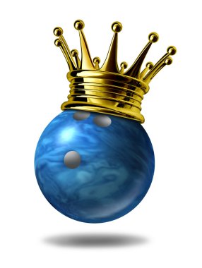 Bowling king champion with gold crown