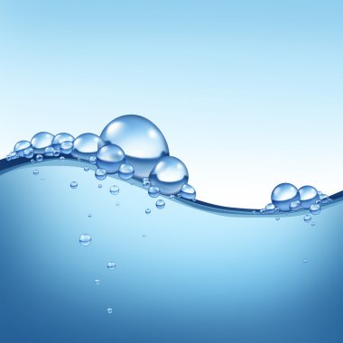 Wave in blue water with bubbles clipart