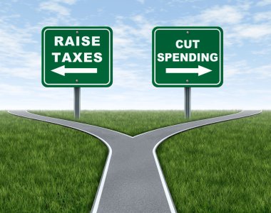 Raising taxes or cutting spending clipart