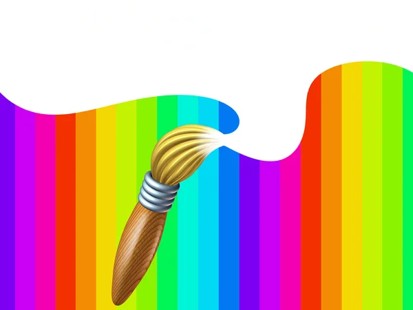 Kunst borstel met de regenboog met wit leeg gebied — Stockfoto