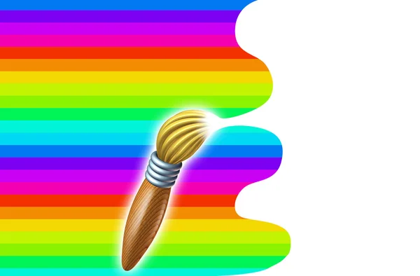 Umělecký štětec s rainbow a bílá barva swirl — Stock fotografie