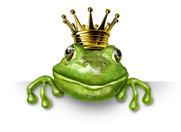 Príncipe rana con pequeña corona de oro —  Fotos de Stock