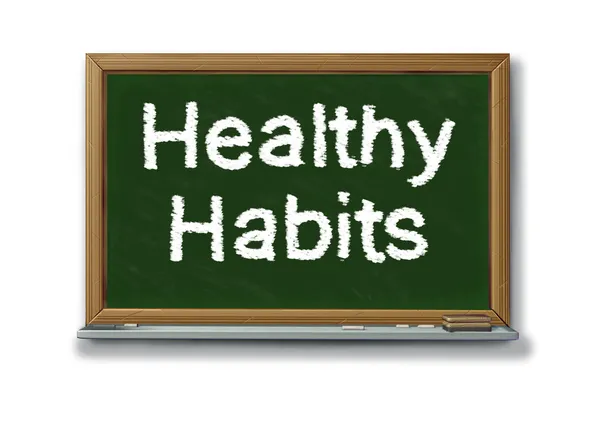 Hábitos saludables en un tablero negro de la escuela — Foto de Stock
