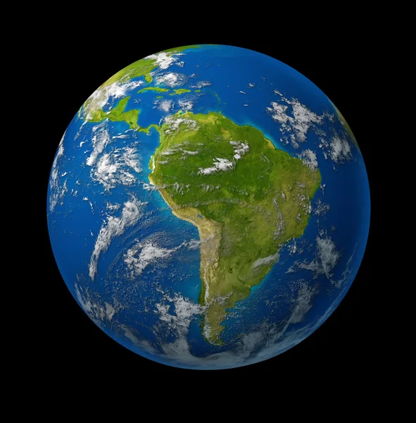 Планета земного шара Южной Америки на черной — стоковое фото
