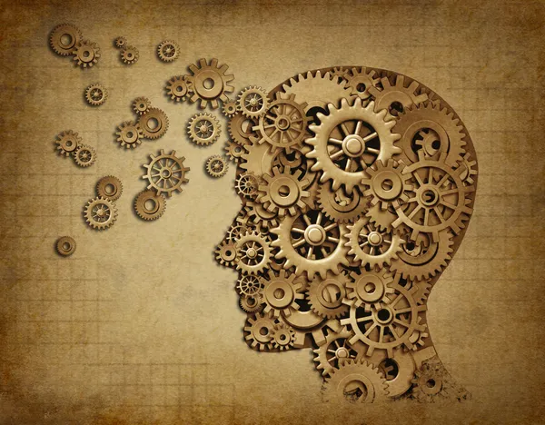 Human brain function grunge with gears — Stock Photo, Image
